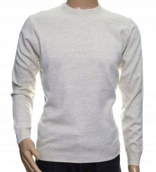 Sweter męski gładki klasyczny wełniany z wełny niegryzący XL ecru 1705. Bluzy męskie Selantino, m, bez wzorów, z wełny, bez kaptura. Za 151.28 zł.