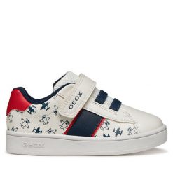 Sneakersy Geox. Białe trampki i tenisówki chłopięce Geox, bez wzorów, bez zapięcia. Za 179.99 zł.