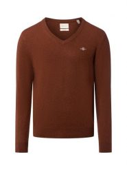 Gant sweter z dzianiny Mężczyźni brązowy, L. Brązowe swetry przez głowę męskie GANT, l, bez wzorów, z dzianiny, bez kołnierzyka. Za 429.95 zł.