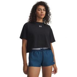 Koszulka damska Under Armour Rival Boxy Tee Solid. Czarne t-shirty damskie Under Armour, bez wzorów, bez kołnierzyka. Za 84.99 zł.