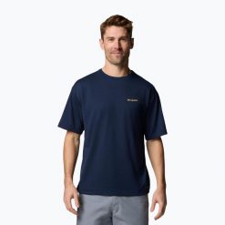 Koszulka męska Columbia Cedar Trail Back Graphic Tee. Niebieskie koszulki sportowe męskie Columbia, m, bez wzorów, bez kołnierzyka, bez ramiączek, trekkingowe. Za 88.99 zł.