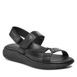 Sandały Geox. Czarne klapki damskie Geox, bez wzorów, bez obcasa, na płaskiej podeszwie, bez zapięcia. Za 309.99 zł.