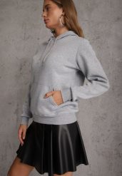 Szara Bluza z Kapturem i Kangurową Kieszenią z Przodu Amerie. Szare bluzy damskie Renee, l, bez wzorów, z jeansu, z kapturem. Za 69.99 zł.