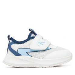 Sneakersy Calvin Klein Jeans. Białe trampki i tenisówki chłopięce Calvin Klein Jeans, bez wzorów, z jeansu, bez zapięcia. Za 189.99 zł.