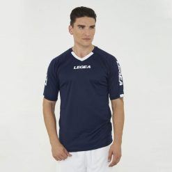 Koszulka koszykarska LOS ANGELES niebieska. Białe koszulki sportowe męskie Legea, bez wzorów, z materiału, bez kołnierzyka, bez ramiączek, do koszykówki. W wyprzedaży za 92.50 zł.